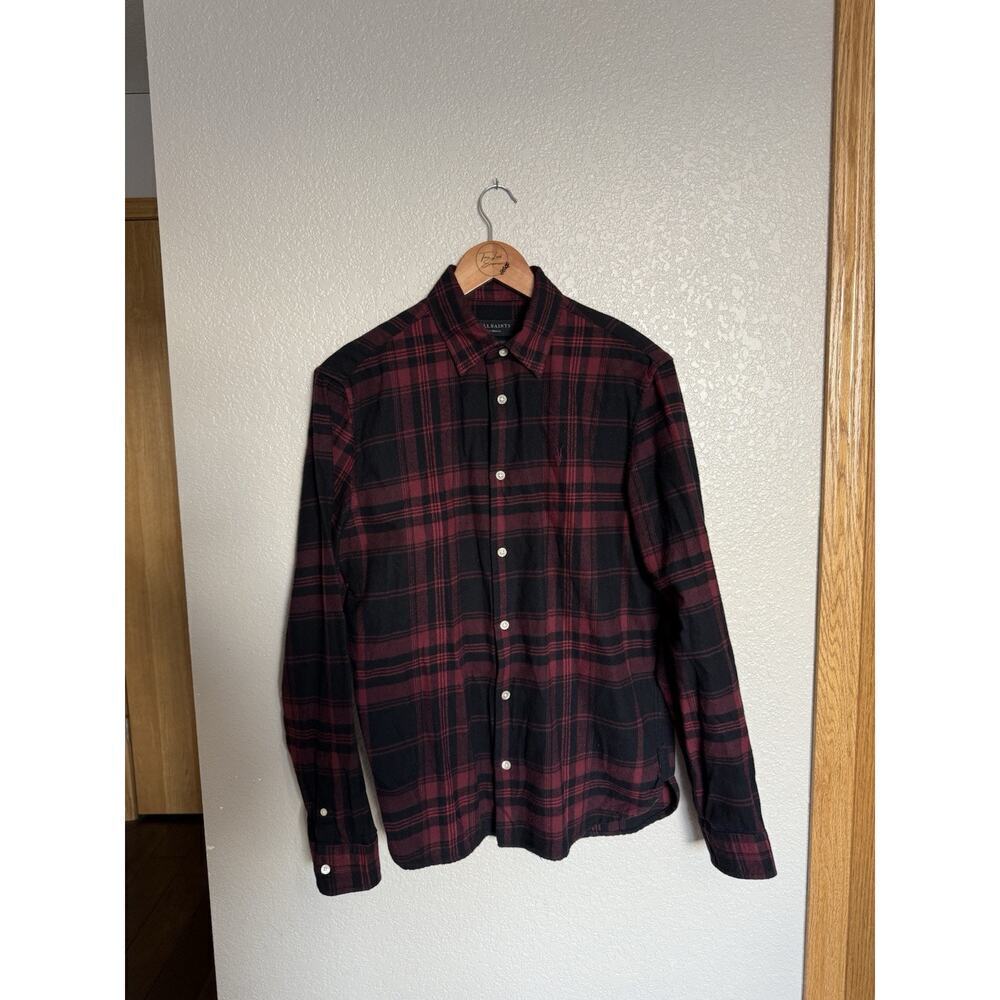 Allsaints Men’s Thorn Plaid Flannel Long Sleeve Shirt Size XS Relaxed Fit